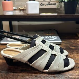 DONALD J PLINER Met Silver HAIA Mesh Elastic Open Toe Mules Sandals Size 8